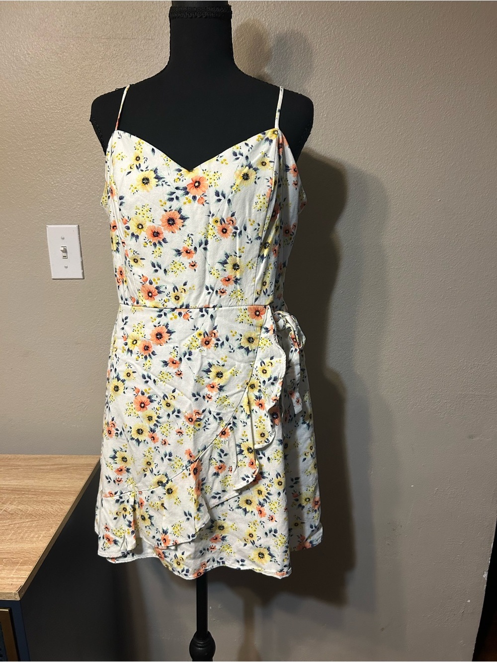 City Triangles Floral Wrap Mini Dress Size 15 Juniors Ruffle Cottagecore